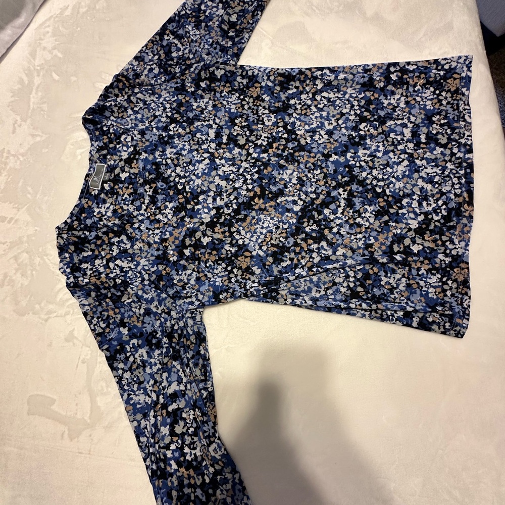 JM Collection Blue Floral Blouse